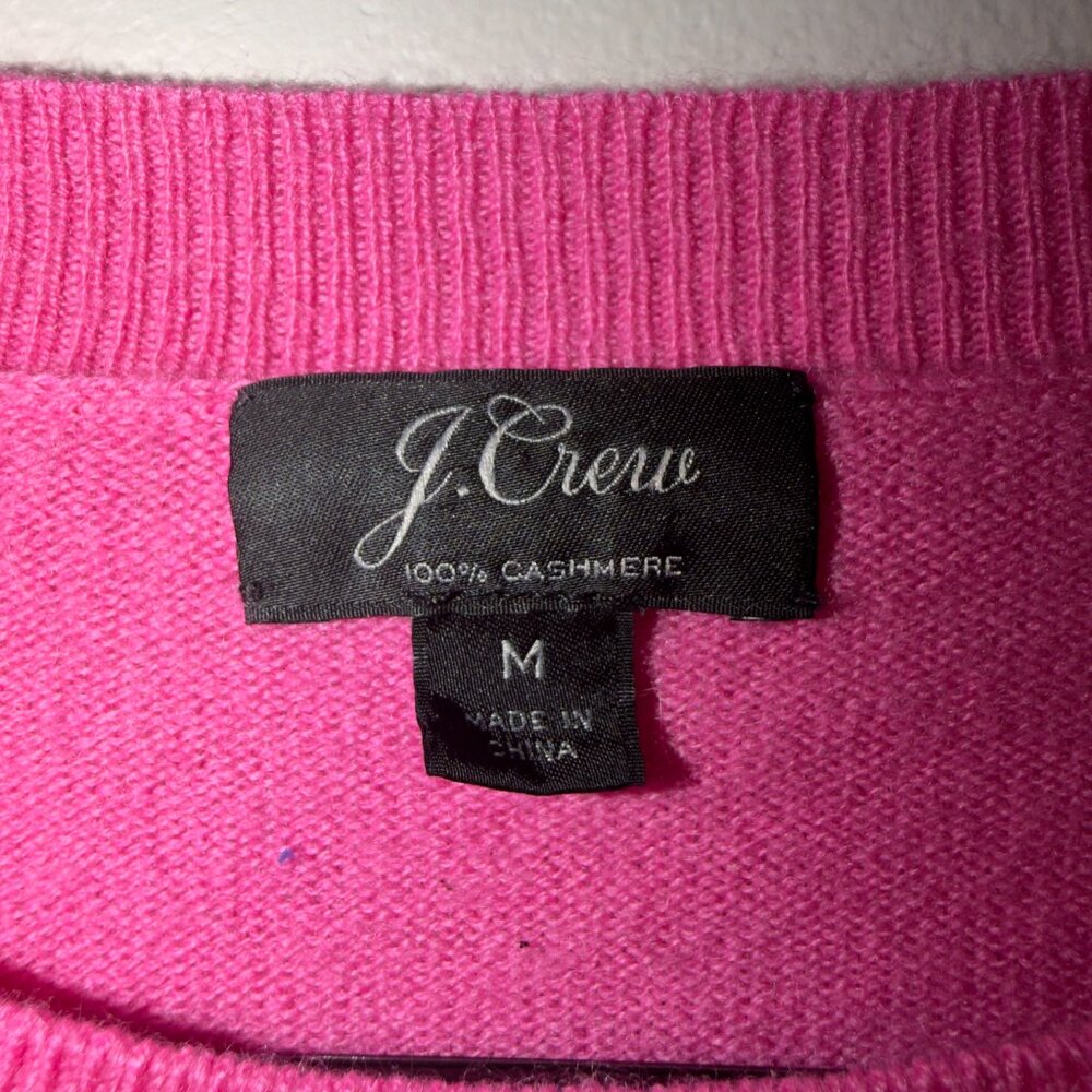 J.Crew Pink Crew Neck Cashmere Sweater Size M Classic Knit Pullover - Picture 5 of 7